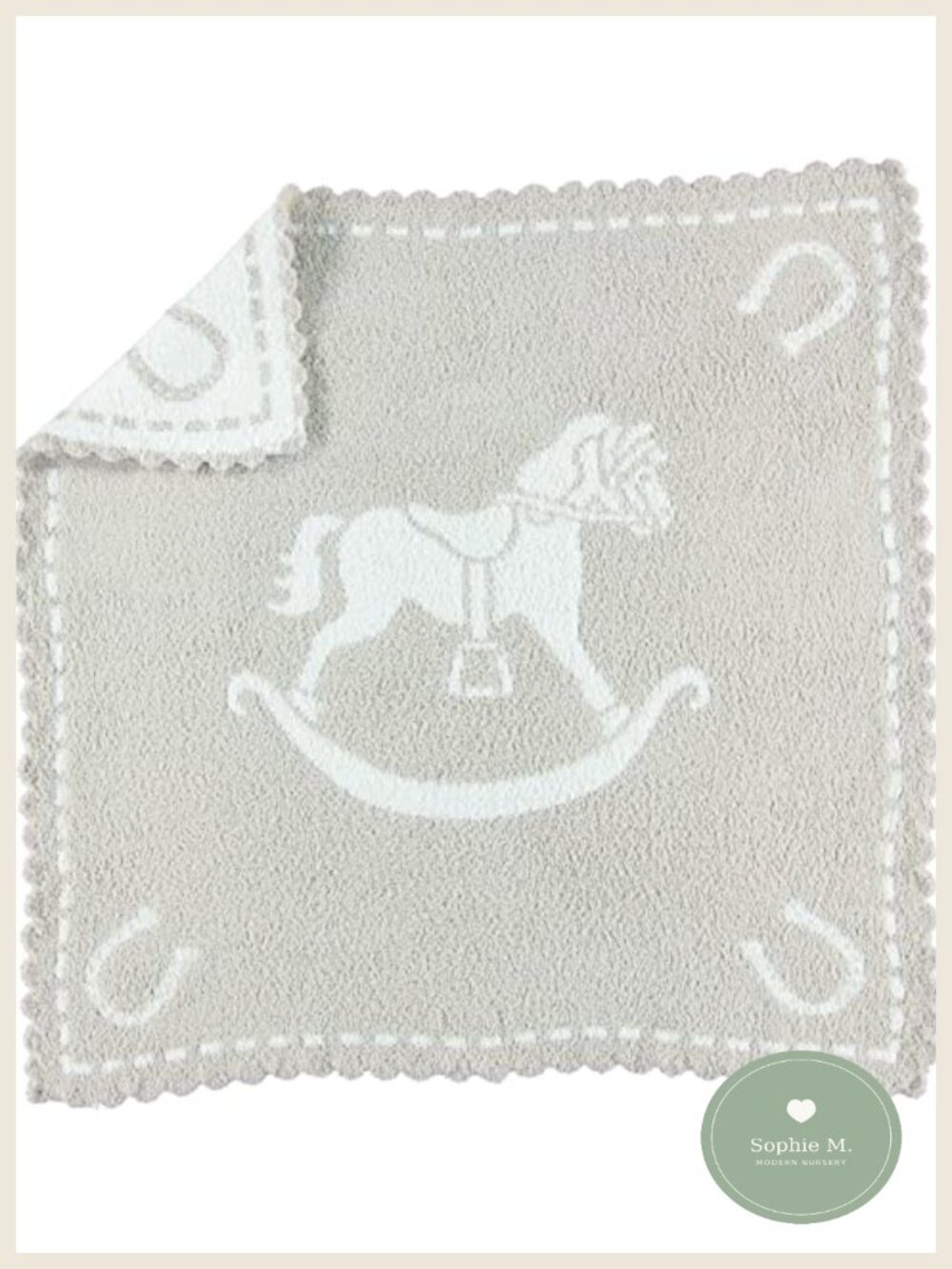 CozyChic Scalloped Baby Receiving Blanket 30x32 Soft Microfiber